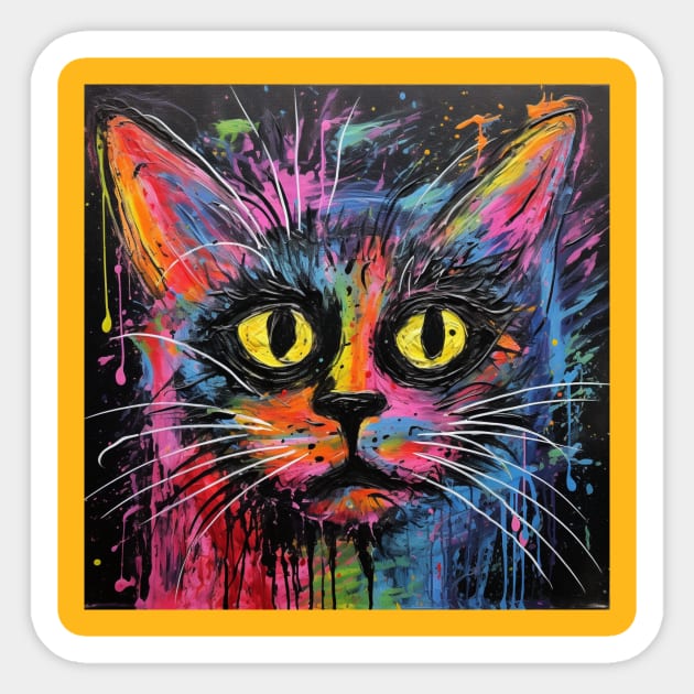 Abstract cat painting Sticker by hnueng111